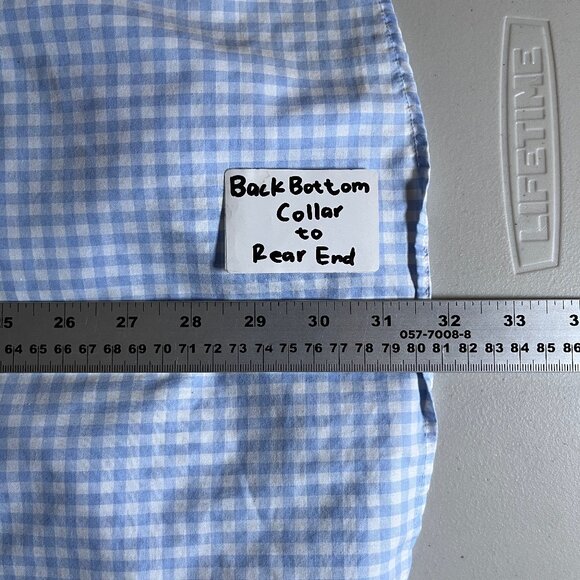 Eton Fine Twill Cotton Slim Check Button Up Shirt - Men's Size 43/17 - Blue - Picture 9 of 9